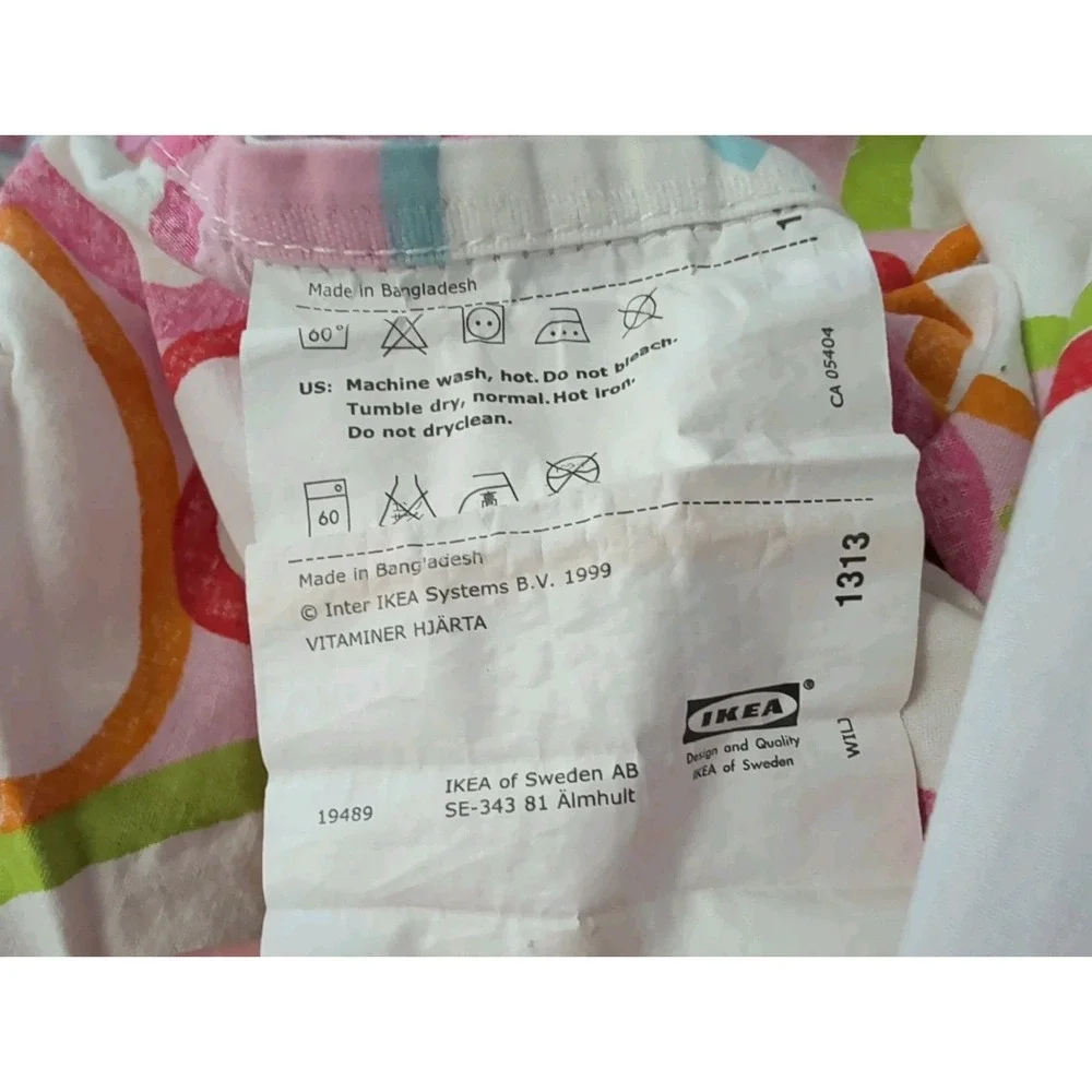 IKEA Vitaminer Hjarta Twin Pink Multicolor Hearts Cotton Duvet Cover 90s Y2K